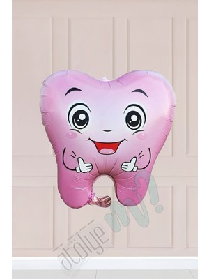 Pembe Diş Folyo Balon Diş Buğdayı Süslemesi Diş Şekilli Balon