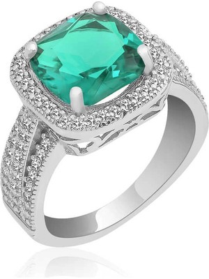 Gumush ​gümüş Turkuaz Baget Bayan Yüzük