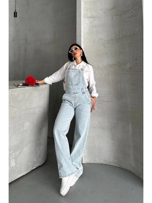 Pantolon Kar Yıkama Salopet Mavi D2514