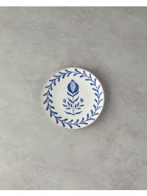 Lacivert Beyaz 20 cm Porselen Pasta Tabağı, Zarif ve Şık Tasarım