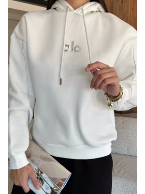 Kadın Kapüşonlu Baskılı Şardonlu Sweatshirt P-00018412