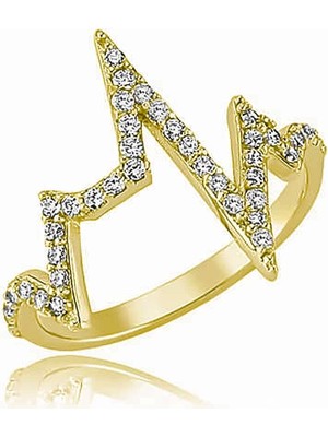 Gumush Gümüş Gold Kalp Ritmi Bayan Yüzük