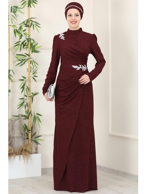 Masal Tesettür Abiye Bordo