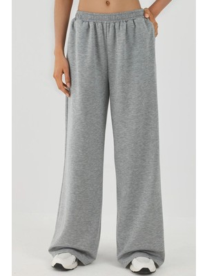 Hiccup Kadın Wide Leg Lastikli Bel Eşofman Altı Açık Gri