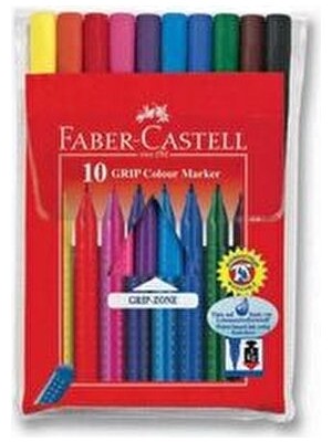Faber-Castell Grip Keçeli Kalem 10'lu Poşet Parlak Renkler Ergonomik Tasarım