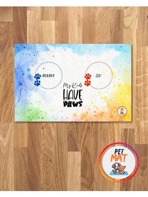 Petmat Kedi Mama Paspası , Kaymaz Taban , Yıkanabilir , Evcil Hayvan Paspası 023-MULTİ