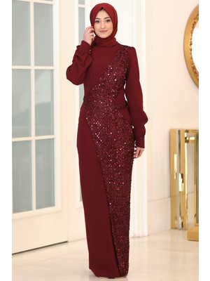 Hürrem Tesettür Abiye Bordo