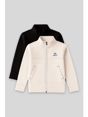 Standart Fit 2li Paket Siyah-Bej Erkek Çocuk Sweatshirt - 11245