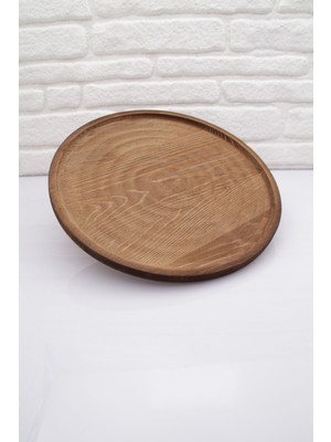 Bej Çok Amaçlı Yuvarlak Ahşap Yükseltici Sunum ve Düzenleme Standı