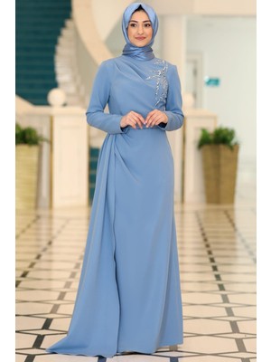 Adel Tesettür Abiye Mavi