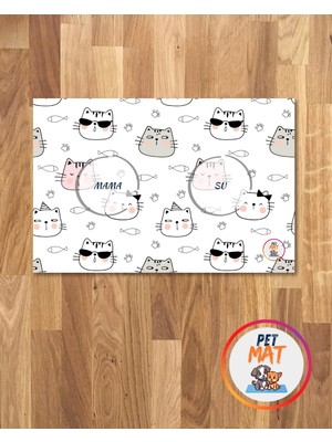 Petmat Kedi Mama Paspası , Kaymaz Taban , Yıkanabilir , Evcil Hayvan Paspası 022-B