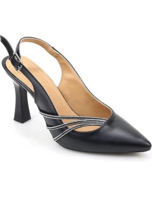 Papuçcity Wzy 02814 8,5 cm Topuklu Kadın Arkası Açık Stiletto Ayakkabı