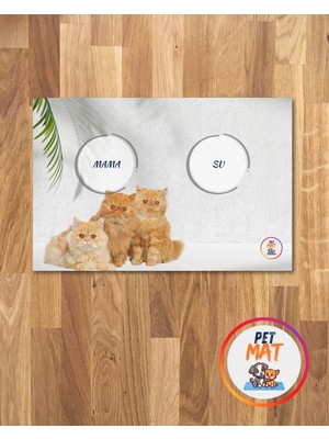 Petmat Kedi Mama Paspası , Kaymaz Taban , Yıkanabilir , Evcil Hayvan Paspası 021-B