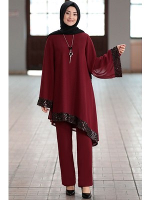 Işıl Tesettür Takım Bordo