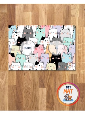 Petmat Kedi Mama Paspası , Kaymaz Taban , Yıkanabilir , Evcil Hayvan Paspası 024-MULTİ