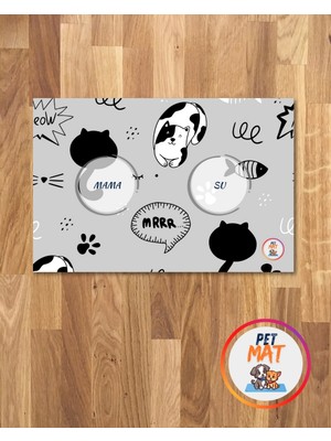 Petmat Kedi Mama Paspası , Kaymaz Taban , Yıkanabilir , Evcil Hayvan Paspası 027-K