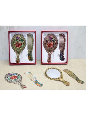 Bfs Gül Tasarimi Ayna ve Tarak Seti Küçük Boy ALK4986