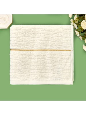 Evidea Soft Golden Star Line Yüz Havlusu - Ekru - 50X90 cm