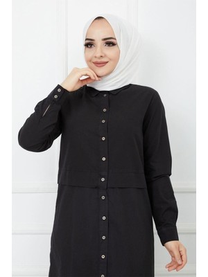 Baskı Detaylı Tunik Siyah