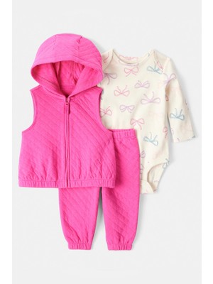 Kız Bebek Pembe Yelekli Set