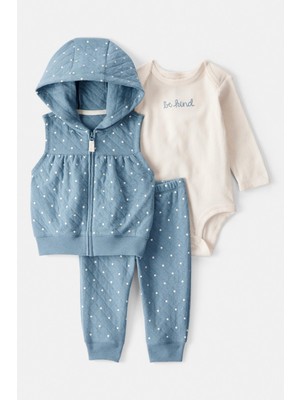 Kız Bebek Mavi Yelekli Set
