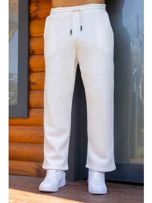 Ekru Erkek 3 Iplik Baggy Şardonlu Eşofman Altı