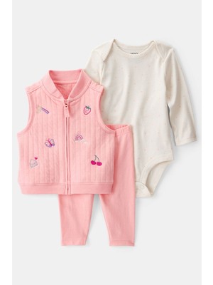 Kız Bebek Pembe Yelekli Set