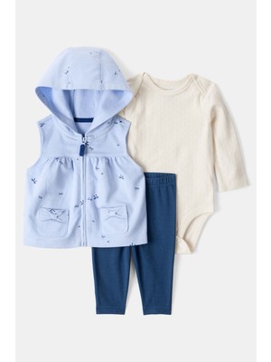 Kız Bebek Mavi Yelekli Set