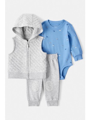Erkek Bebek Gri Yelekli Set