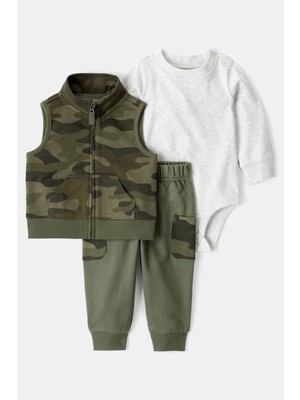 Erkek Bebek Yeşil Yelekli Set