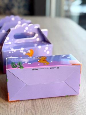 Denizatı Kutusu  25 'li El Tutmalı Çanta Doğum Günü Hediye Kutusu Pasta Kutusu