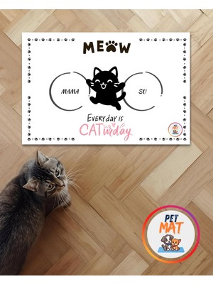 Petmat Kedi Mama Paspası , Kaymaz Taban , Yıkanabilir , Evcil Hayvan Paspası 029-M