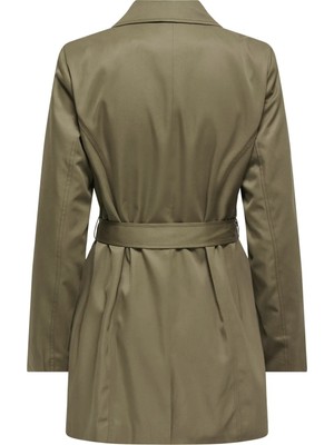 Only Kadın Düğmeli Kemerli Kruvaze Kahverengi Trençkot - 15191821