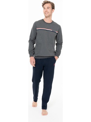 U.s. Polo Assn. 18925 Erkek Antrasıt Melanj Yuvarlak Yaka Uzun Kollu Pijama Takımı