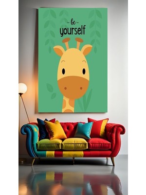 Özkacar Group Çocuk Odası Kreş Be Yourself Zürafa Ev Duvar Salon Güzellik Salonu Ofis Dükkan Dekarasyon Kanvas Tablo