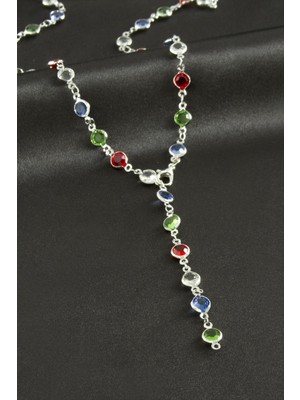 Yuvarlak Zirkon Taşlı Y Kolye