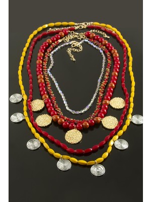 5 Adet Para Etnik Lüks Yaka Kolye