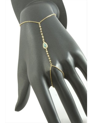 Damla Turkuaz Zirkon Taşlı Lüks Çelik Şahmeran