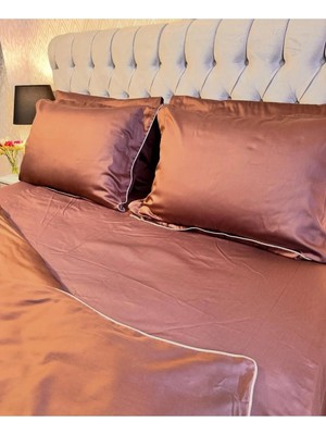 Acı Kahve Renkli  Pamuk-Saten Yastık Kılıfı