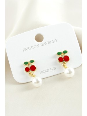 Kiraz Mineli Inci Küpe