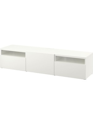 Tv Sehpası, Beyaz, 180X42X39 Cm, Lappvıken, Çıt Çıt Raylı