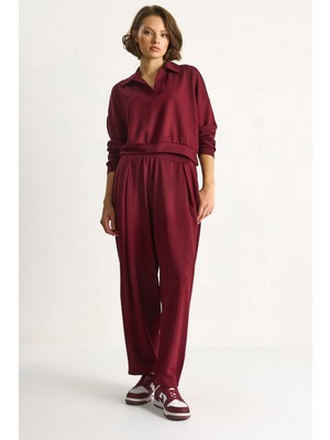 Shade Kadın Yumuşuk Dokulu Polo Yaka Kısa Sweat Şalvar Viskon Dalgıç Takım