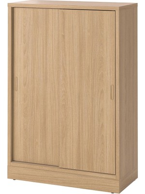 Sürgü Kapaklı Dolap, Meşe Kaplama, 82X37X120 cm