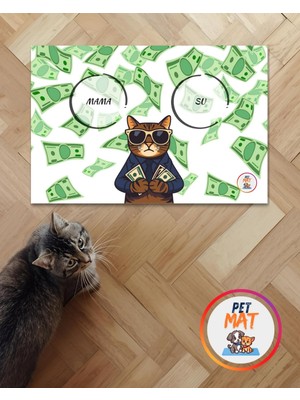 Petmat Kedi Mama Paspası , Kaymaz Taban , Yıkanabilir , Evcil Hayvan Paspası 030-Z