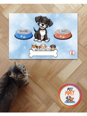 Petmat Kedi Mama Paspası , Kaymaz Taban , Yıkanabilir , Evcil Hayvan Paspası 1001-M