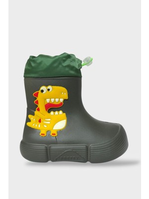 Çocuk Kışlık Su Geçirmez Yağmur Botu Haki
