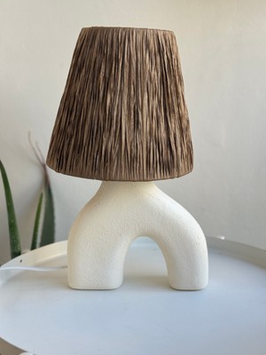 Ham Seramik Iki Ayaklı Beyaz Iskandinav Abajur