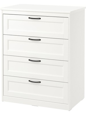 4 Çekmeceli Şifonyer, Beyaz, 82X104 cm