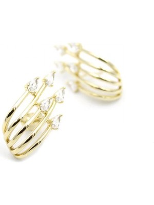 MiraLive Taşlı Küpe - Altın