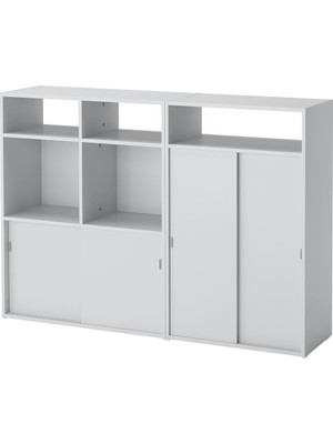 Sürgü Kapaklı Dolap, Açık Gri, 137X32X96 cm